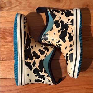 Buoy Boots Kids' Black and Tan Cow Print Rain Boots